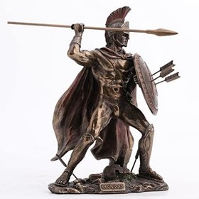 Resim Veronese Design 8.5" Uzun Kral Leonidas Sparta Soğuk Döküm Bronz Reçine Heykel Yunan Savaşçısı 