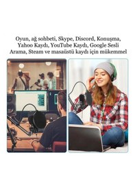 Resim Profesyonel Kondansatör Mikrofon Seti Ayarlanabilir Stand Usb Pc Bağlantılı Youtube Karaoke Podcast 
