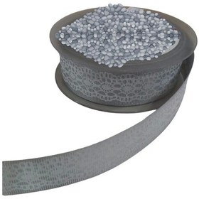 Resim Tafta Dantel Görünümlü Kurdele Gri 25 Mm 2 Metre 