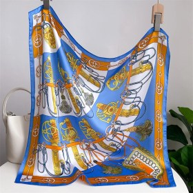 Resim Jump Rabbit Çizgili Eşarp Ipek Eşarp 70CM Küçük Kare Kafa Bandı Saç Türbanı Kravat Çanta (Yurt Dışından) 