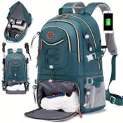 Resim Erkekler için 40L Yürüyüş & Kamp Sırt Çantası - Ayakkabı Bölmesi Olan Geniş Seyahat Çantası, 43.94cm Laptop Sığar, Dayanıklı Polyester, Spor Tarzı 