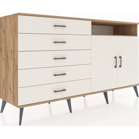 Resim Hyperion Konsol 2 Raflı 5 Çekmeceli 2 Kapaklı 176x44x99 Çam-aytaş Çam-aytaşı 