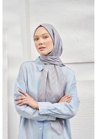 Resim Armanda Jakarlı Şal - Zigzag Desenli - Gri - Gri 