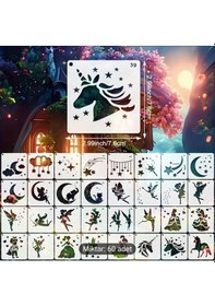Resim Çocuk Temalı Stencil Şablon Seti 60 Parça 7,6 X 7,6 Cm 