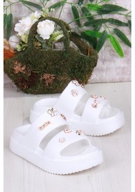 Resim Fort E460 Günlük Plaj Deniz Havuz Terliği Hafif Rahat Esnek Kadın Terlik Beyaz 