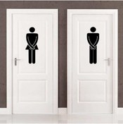 Resim cnpromosyon Kadın Ve Erkek Silüeti Espirili Wc Dekoratif Kapı Sticker, Çıkartma 