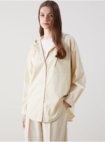 Resim LC Waikiki Bej Kapüşonlu Oversize Poplin Kadın Tesettür Kap 