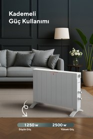 Resim KUMTEL Beyaz Konvektör Konveksiyonel Isıtıcı 2500W Hc-2947 