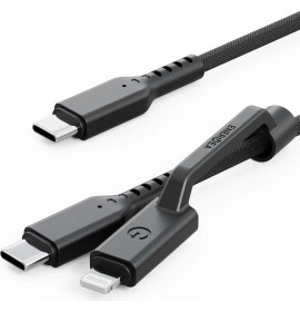 Resim Energea Flow Duo 2in1 1.5m 240W Type-C To Type-C ve Lightning Pd Hızlı Şarj Kablosu 