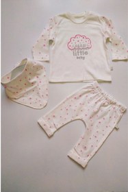 Resim Petty Panda My Sweet Baby Kız Bebek Pembe Sim Detaylı Önlüklü Pamuklu Penye 3'lü Pijama Takım Ppk59032 