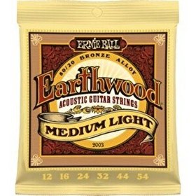 Resim Ernie Ball P02003 Earthwood Medium Light 80/20 Bronze 0.12 - 0.54 Akustik Gitar Teli 