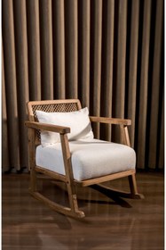 Resim Aberteka Dante Ahşap Venge Sallanır Berjer Teddy Beyaz 