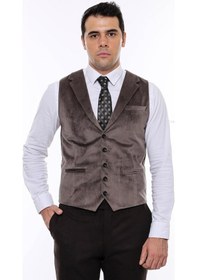 Resim Wessi Kahverengi Ceket Yaka Slimfit Tek Yelek 001 