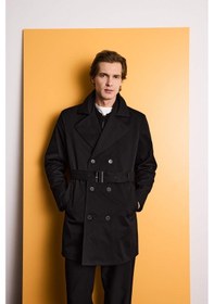 Resim Defacto Slim Fit Dar Kesim Kemerli Düğmeli Trençkot D5528ax25aubk27 Siyah 
