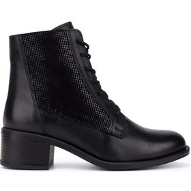 Resim Tamer Tanca Kadın Hakiki Deri Siyah Topuklu Bot 599 1092-1 Bn Bot Sk25-26 Sıyah Siyah 