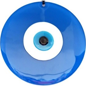 Resim Cam Nazar Boncuklu Mavi Renk 20 Santimetre El Yapımı Duvar Süsü 