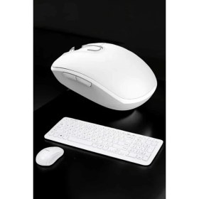 Resim Beyaz Kablosuz Klavye Fare Seti Kablosuz Fare USB Alıcı Pc Uyumlu 