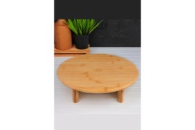Resim Feyza Design Bambu Yuvarlak Ayaklı Kesme Tahtası, Şık ve Dayanıklı Mutfak Gereci 