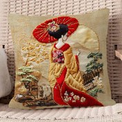 Resim 1 adet Japon Klasik Geisha Bayan - Japon Sanat, Koltuk, Oturma Odası, Yatak Odası, Araba Koltuğu, Ev Dekoru - İçi Boş Çift Taraflı Baskı 45.72X45.72cm LWL346 