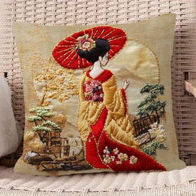 Resim 1 adet Japon Klasik Geisha Bayan - Japon Sanat, Koltuk, Oturma Odası, Yatak Odası, Araba Koltuğu, Ev Dekoru - İçi Boş Çift Taraflı Baskı 45.72X45.72cm LWL346 