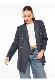 Resim Fabrika Kruvaze Lacivert Kadın Blazer F3WL-CKT1 