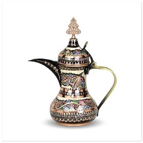 Resim Gül Çiçek Mırra Orta Boy Bakır Arap Çaydanlık Sütlük 700 Ml Bakır 