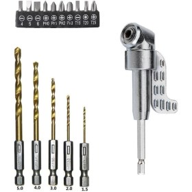 Resim Depolife Altıgen 1/4 Hex Bit Uzatma Adaptörü 5li Titanyum Matkap Ucu Seti Köşe Delme Vidalama Aparatı Altıgen 