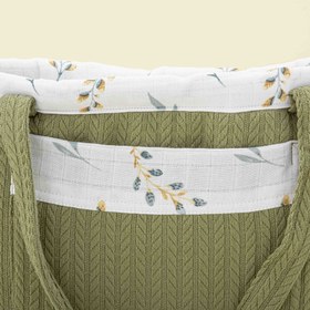 Resim Bebek Bakım Çantası - Açık Yeşil Örgü - Yapraklar 