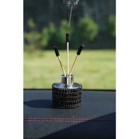 Resim Tasarım Arabam Siyah Yuvarlak Kavanoz Koku Baget Taş 