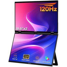 Resim ZEUSLAP Z18w 2x18.5" Çift Ekran 1920*1080@120hz Full Hd Ips Panel 100% Srgb 300cd/m² Taşınabilir Monitör 