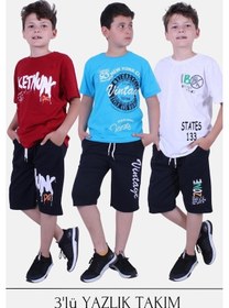 Resim Fyk Kids 3'lü Nuk Dg-zoone-vintage Yazı Detaylı Erkek Çocuk Yazlık Takım Çok Renkli 