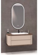 Resim Pier 100 Cm Beyaz Lavabolu Banyo Dolabi - Vizon / Kayin Çok Renkli 