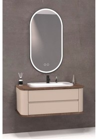 Resim Pier 100 Cm Beyaz Lavabolu Banyo Dolabi - Vizon / Kayin Çok Renkli 