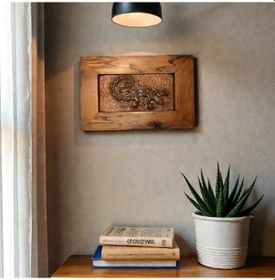 Resim Semender Ahşap Çerçeveli Seramik Elyapımı Handmade Tablo 15 22,5 2,5 Cm Çerçeveli 