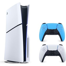 Resim Sony Playstation 5 slim Cdli versiyon + 2.kol Dualsense starlight blue mavi ( İthalatçı Garantili ) 