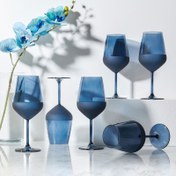 Resim Rakle Matte 6'lı Ayaklı Bardak - Mavi - 490 ml 