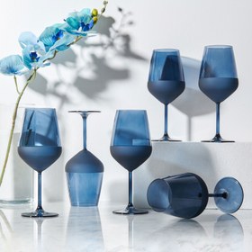 Resim Rakle Matte 6'lı Ayaklı Bardak - Mavi - 490 ml 