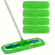 Resim 4 Adet Ekstra Büyük Mikrofiber Mop Ped Yedekleri - Yeşil, Evcil Hayvan Tüyü & Toz Yakalama, Makinede Yıkanabilir, Dayanıklı & XL Moplar İçin Kolay Kurulum, Yeniden Kullanılabilir Mop Pedleri 