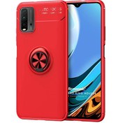 Resim Xiaomi Redmi 9t Kılıf Kickstand Ring Holder Kırmızı Microsonic