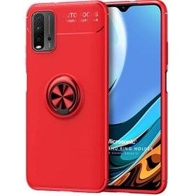 Resim Xiaomi Redmi 9t Kılıf Kickstand Ring Holder Kırmızı 