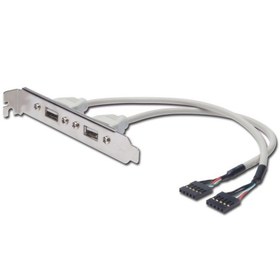 Resim ASSMANN AK-300301-002-E Anakarttaki USB 2.0 Portları (Internal) Slot Bracket'e (External) Taşıyan Kablo, 2 x USB A Dişi &lt;-&gt; 2 x 5 pin IDC Dişi, 0.25 metre, AWG 28 