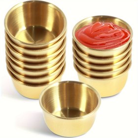 Resim 12 Adet Paslanmaz Çelik Sos Daldırma Kaseleri, 45ml Mini Meze Kapları, Ev ve Restoran Kullanımı İçin Yeniden Kullanılabilir Baharatlıklar 
