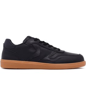 Resim Derimod Kadın Siyah Bağcıklı Deri Sneaker, Kışlık Spor Ayakkabı 25AFD220918 