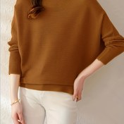 Resim Şık Kadınlar İçin Yarasa Kollu Kazak, Sonbahar ve Kış İçin Rahat ve Stil Sahibi Düz Renk Üst. Kadınlar İçin Bol Kesim Yarasa Kollu Kazak - Uzun Kollu, Kış İçin Sıcak Tutan, Noel Kıyafetleri ve Günlük Kullanım İçin Uygun, Makinede Yıkanabilir 