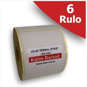 Resim 65x35 Termal Etiket | 6 Rulo Barkod Etiketi 