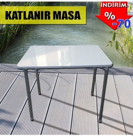 Resim Depolife Katlanır Masa Piknik Masası Balkon Masası Katlanır Ayaklı 60X80Cm 