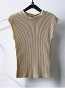 Resim Kız Çocuk Kolsuz Fitilli Dar Body-14490 Bej 