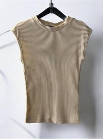 Resim Kız Çocuk Kolsuz Fitilli Dar Body-14490 Bej 