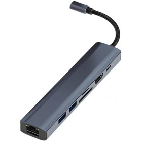 Resim Polham 100W 7in1 Type C To 2x USB,1x 4K HDMİ,1x TF-SD Kart,1x RJ45 Port, 1x PD Type C Çoğaltıcı HUB 