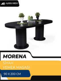 Resim Alperarda Design Morena Oval Siyah Yemek Masası 